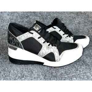 MICHAEL Michael Kors Liv Trainer Black Pewter Logo Women’s Sneaker Size 6